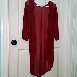 Red sheer cover up cardigan lularoe top